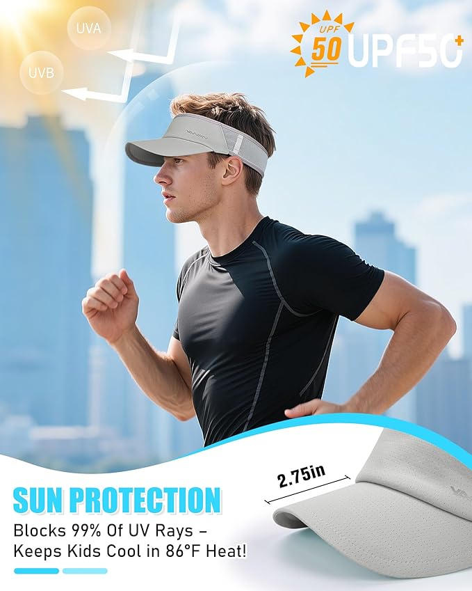 Sports Sun Visor Hats for Women Men Lightweight Breathable Cooling Stretchy Visors Foldable UPF 50+ for Running Tennis Golf