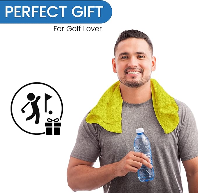 Personalized Passion Golf Towel with Embroidered Name - 16"x26" Custom Golf Towels with Clip - Soft & Highly Absorbent Plush Velour - Easily Wipes Away Sweat and Dirt - Gift for Golfers - Lime Green