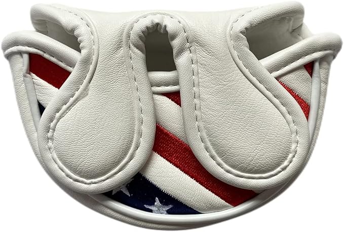 Stars & Stripes Patriotic Golf Half Mallet Putter Headcover, Center Shafted Mid Mallet Putter Head Cover Club Protective Case, Red White Blue Small Mallet Putter Headcover
