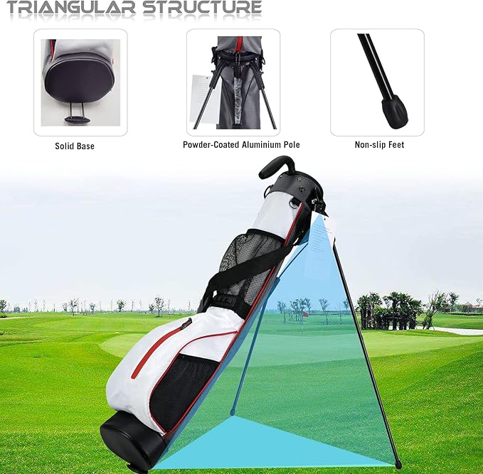 Golf Stand Bag, Lightweight Mini Golf Sunday Bag with Rain Cover and Removable Padded Shoulder Strap, 2 Model Options -2 Way Divider and 4 Way Divider, Waterproof Wear-Resistant Durable Fabric Golf Bag for Women and Men