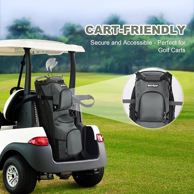 Golf Cart Bag 15 Way Organizer Divider Top Golf Club Cart Bag for Men Women with Cooler, Handles and Rain Cover