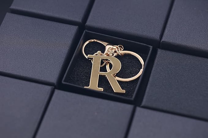 LAXPICOL Gold Letter A-Z Keychain for Women Bag Charms Purse Charms For Handbags Metal Alphabet Initial Letter Keychain