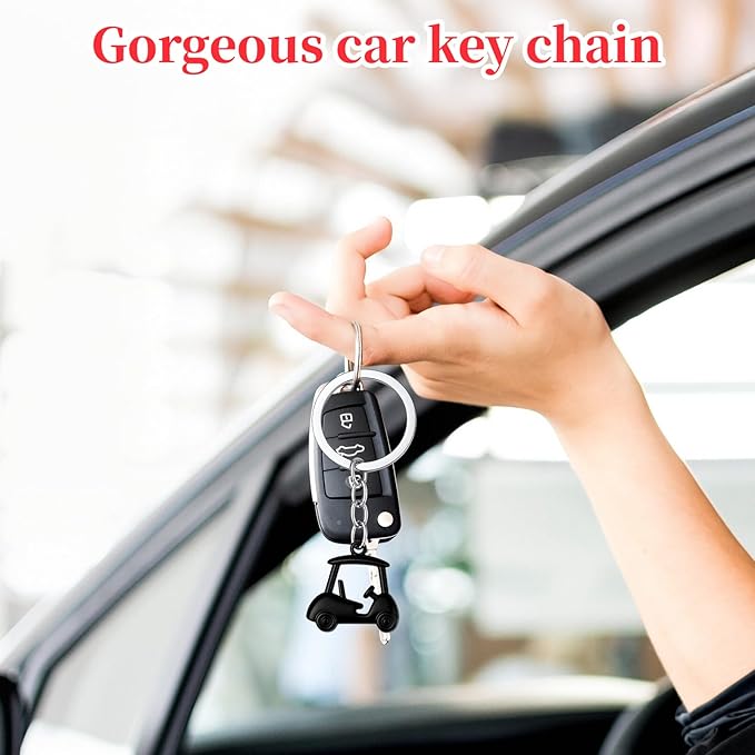 4PCS Black/Red Golf Cart Keychains, Keychain Golf Cart Pendant Keyring, Golfing Themed Key Holder, Golfing Style Key Chains, Unisex Key-Organizer Holder for Birthday, Christmas