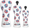 Golf Club Head Covers for Driver Cover, Fairway Wood Cover Hybrid Head Cover, USA Style Premium Leather Golf Headcovers Fits Golf DF3 Putter, Blade Putter Cover, Fits Most of Golf Club Covers