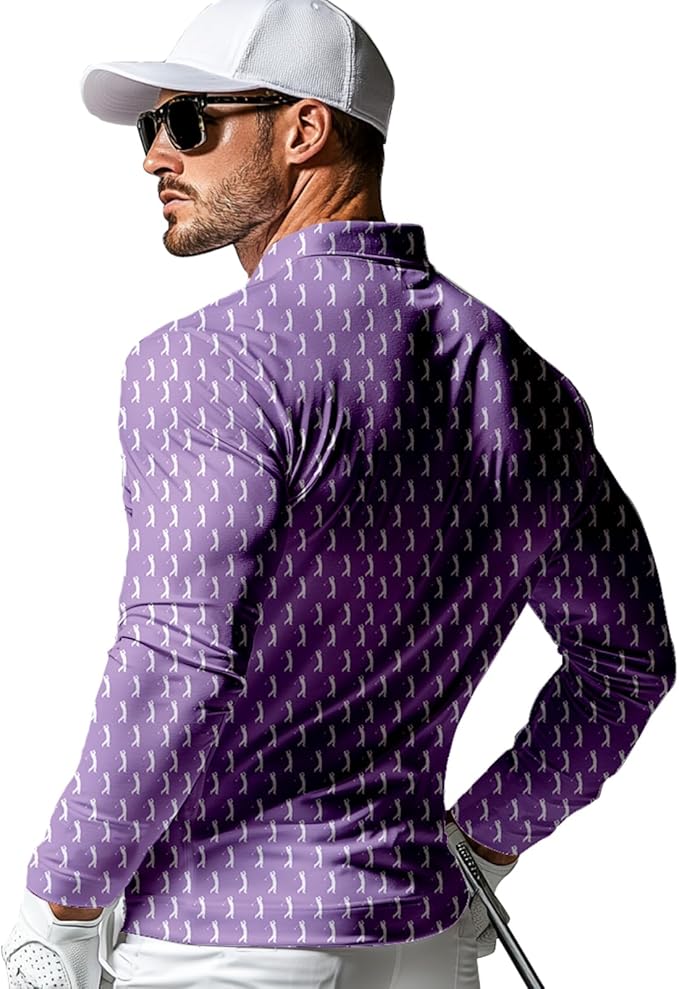 Men's Long Sleeve Golf Shirt Quick Dry 3 Button Work Fishing Outdoor Casual Collar Shirt