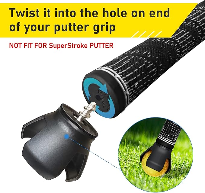 Golf Ball Retriever, 4 Pack Golf Ball Grabber Picker for End of Putter, Durable Golf Ball Retriever Pick Up Tool for Putter Grip