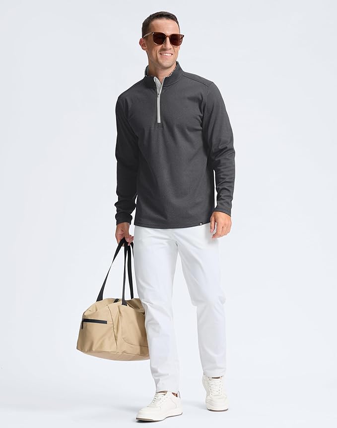 Obla Golf Quarter Zip Pullover Men Fleece Mock Neck Sweatshirt Winter Warm 1/4 Zip Long Sleeve Golf Shirt