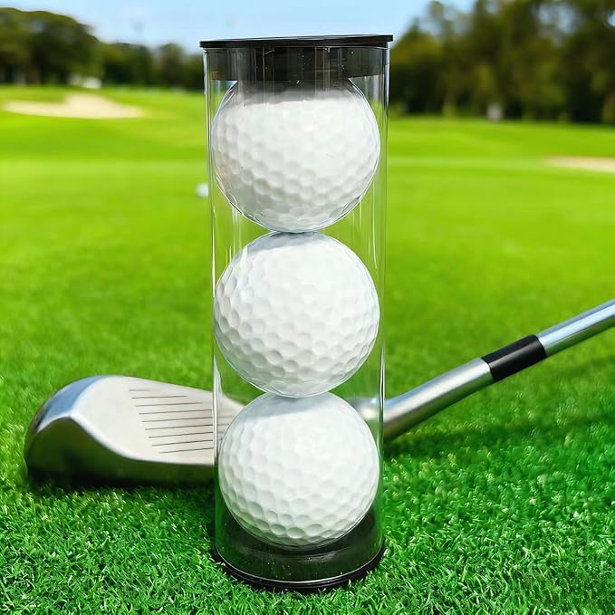 3-Pack Clear Golf Ball Storage Tubes with Caps, 1.8 Inch Thickened Plastic Display Case, Portable Golf Ball Holder for Home, Club and Retail Store Display