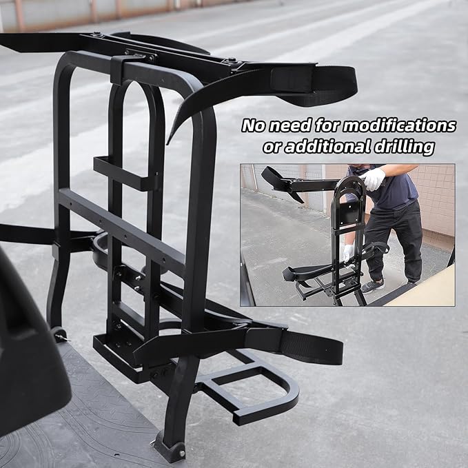 Roykaw Upgraded Golf Cart Rear Seat Bag Holder Universal Compatible with EZGO/Club Car/Yamaha, Golf Cart Rear Seat Bag Rack, Better Fixation/Space-Saving/No Drilling Required/Rust-Proof