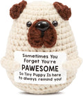Mini Positive Crochet Dog，Funny Emotional Support Crochet Stuffed Gifts Cute Crochet Animals with Positive Messages Emotional Support Crochet Animals Handmade Crochet Puppy Inspirational Crochet Gift
