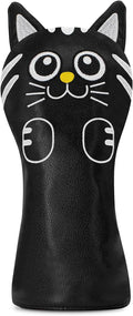 Golf Kitty Head Cover Golf Club White Leather Headcovers 1pc/4pcs Set Fits Driver Fairway Wood Hybrid Utility Putter Iron Wedge Headcover.