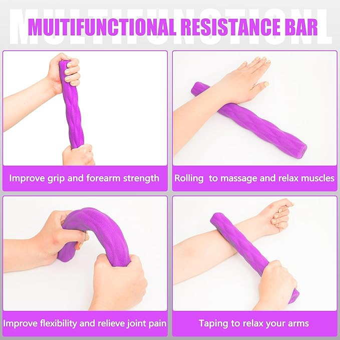 Flex Therapy Bar and Grip Strength Trainers Set, Physical Therapy & Resistance Bar for Golfers Elbow,Tendinitis,Wrist,Forearms Pain, Improve Grip Strength and Relieve Pain