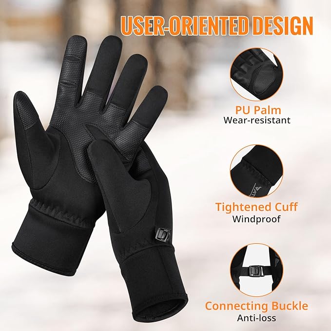 ATERCEL Winter Gloves Men and Women Cold Weather Glove Touchscreen Warm Waterproof Bicycle Gloves Sports Ski Glove