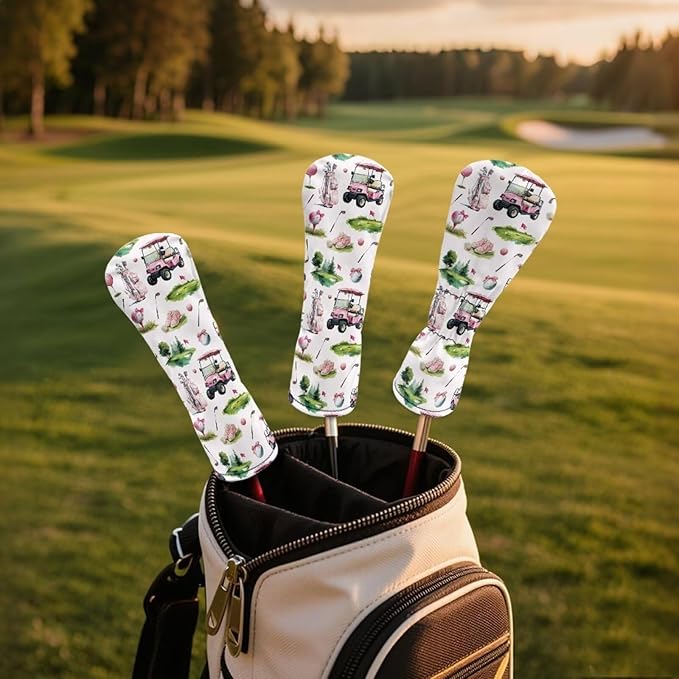 Golf Club Head Covers for Club Protective, Waterproof PU Leather Driver Fairway Wood Hybrid Head Cover