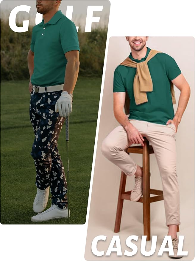 TACVASEN Mens Golf Shirt Dry Fit Mens Polo Shirts Short Sleeve Performance Golf Polos for Men with Collar Work Shirts
