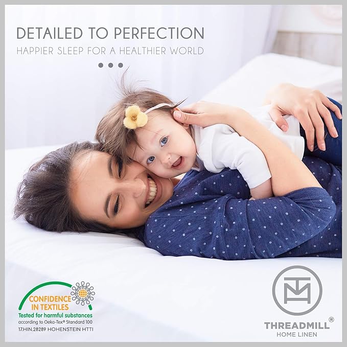 Threadmill Luxury 100% Cotton Queen Bed-Sheets - 800 Thread Count Jacquard Celine Hotel White, Better Than Egyptian Cotton,4 Pc Striped Bed Set, Damask Sheets with 16" Deep Pocket