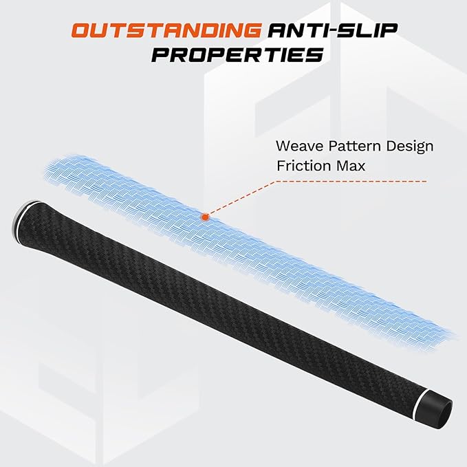 Lightweight Golf Grips with Full Regrip Kit, Carbon Fiber Texture, High-Performance Non-Slip, Optimizes Swing Weight for Control & Precise Feel