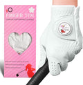 FINGER TEN Golf Gloves Women All Premium Cabretta Leather 1 Pack, Soft Comfortable & Breathable Grip Glove with Ball Marker Left Hand for Right Handed Golfer