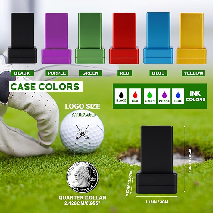 Custom Golf Ball Stamp | Self-Inking Golf Stamp with Magnetic Leather Golf Ball Marker Set | Quick-Dry Permanent Golf Balls Marking Tool | Golf Accessories Birthday for Men Dad