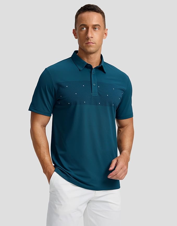 Men's Golf Shirts Dry Fit Moisture Wicking Performance Short Sleeve Collared Polo Shirts for Casual Athletic Business