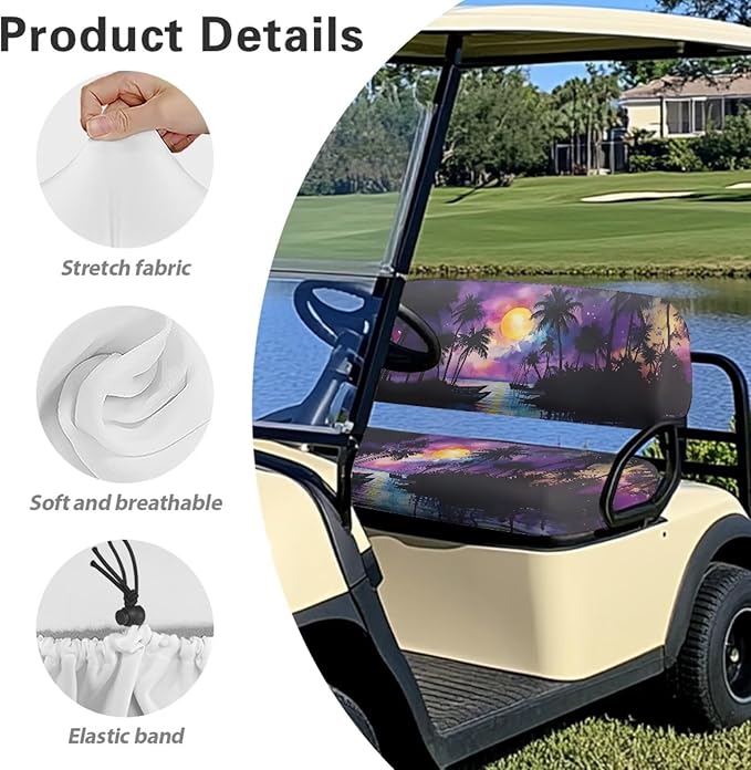 Fashion Print Golf Cart Seat Covers 2 Passenger Golf Cart Backrest Cover Golf Cart Seat Towel Gift for Friends