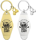 2pcs Golf Cart Keychain for Golfer, Retro Metal Car Accessories, Funny Golf Birthday Gifts Key Ring for Men Father Husband