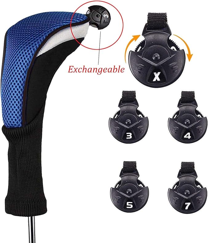 Golf Club Head Covers for Woods and Driver Hybrids Fairway Value Pack Protective Clubs Headcovers with Interchangeable No.Tags 1 3 5