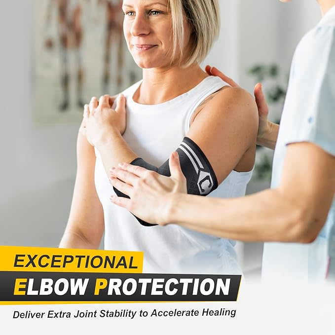CAMBIVO 2 Pack Elbow Brace for Tendonitis, Tennis Elbow Compression Support Sleeve for Golfers Elbow Pain Relief, Arthritis, Bursitis, Workout, Weightlifting
