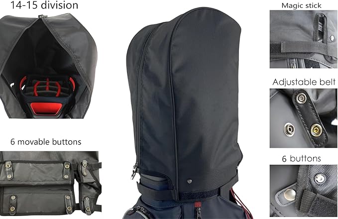 BOYEA & SKULLEAP Golf Bag Cover rain Cover/Hood Nylon Waterproof dust Cover Fits Most Golf cart Bags Easy to use Collapsible and removabl Golf Accessory Gifts (1680D Nylon, Large)