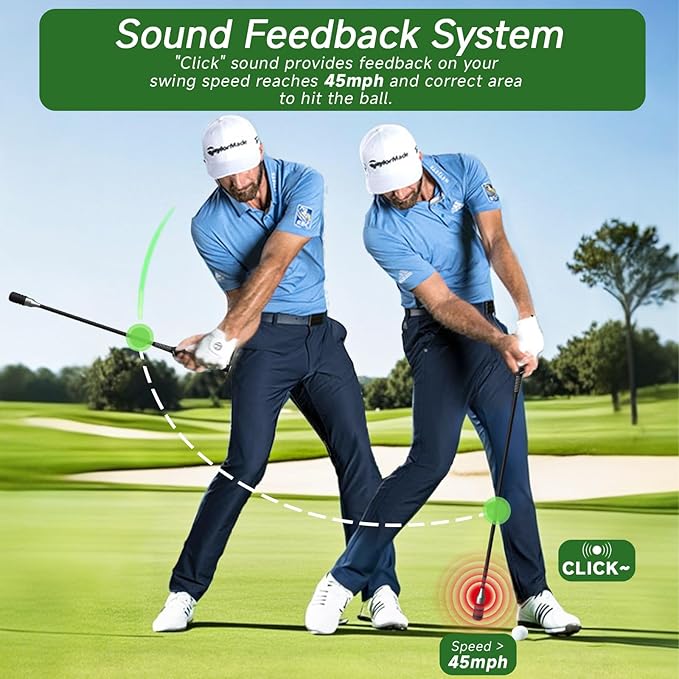 Rocalt Golf Swing Trainer for Right-Handed Players | Click Stick Tempo & Speed Training Aid with Click Sound, Improves Flexibility, Balance & Swing Rhythm