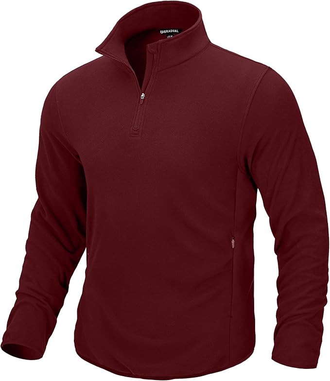 G Gradual Mens Quarter Zip Pullover Fleece with 2 Zipper Pockets Long Sleeve Golf Shirt Winter Athletic Sweater Lightweight