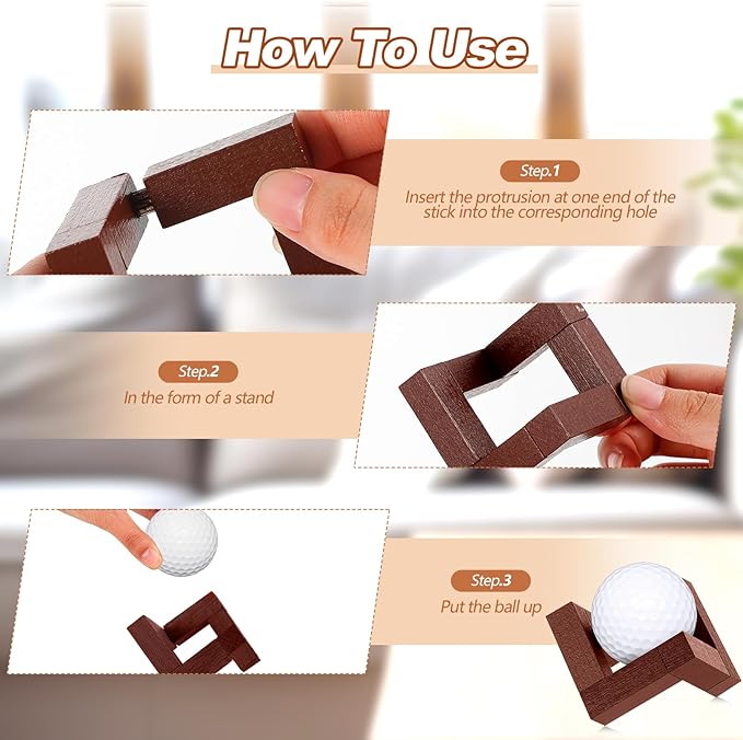 Golf Ball Display Holder 1.97 Inch Wooden Golfball Display Stand Baseball Rack Case for Souvenir Collections Tabletop Desk Decor Men Golf Enthusiasts(3 Pcs,Walnut Color)
