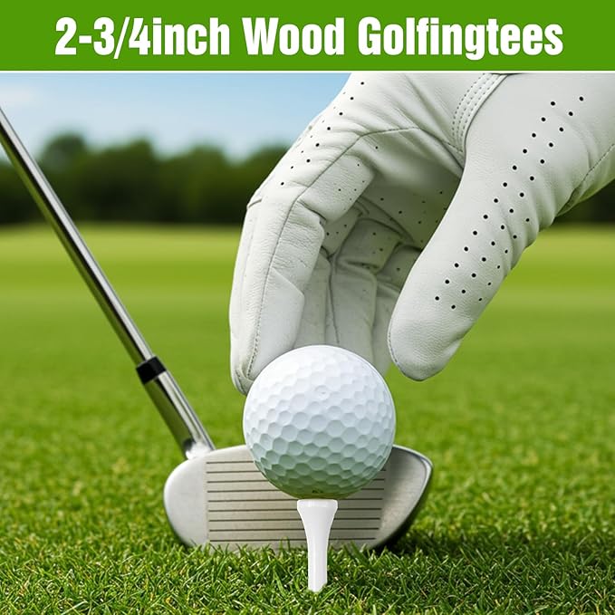 600 Pack Golf Tees Bulk Wooden Bamboo Tees Decoration for Men Women Clubs Golf Ball Theme Party Accessories School Supplies Reduce Friction Side Spin for Club (White,Solid)