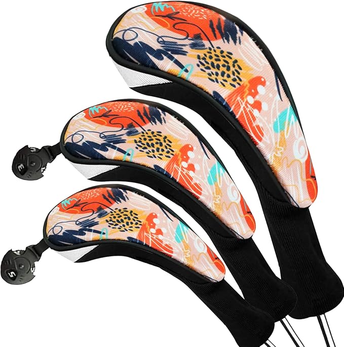 FINGER TEN Golf Club Head Covers Woods Driver Fairway Hybrid 3/4/5 Set, Headcovers Men 1 3 5 7 X Interchangeable Number Tag, Fit All Wood Clubs