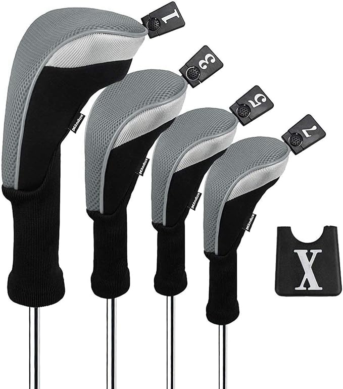 Andux 4pcs/Set Mesh Golf 460cc Driver Fairway Wood Club Head Covers Long Neck with No. Tags