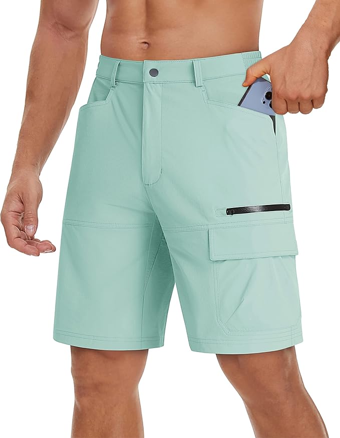 TACVASEN Men's Summer Outdoor Shorts Quick Dry Cargo Casual Work Hiking Shorts (NO Belt)