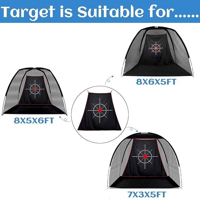 Golf Target Cloth - Heavy Duty Impact Screen for Golf Nets, Indoor/Outdoor Practice Hitting Training Aid with S-Hooks