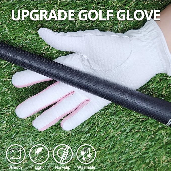 J&S Sporting G-Plus Women's Ladies Golf Gloves, Both Hand (2 Pairs)/Left Hand or Right Hand 4 Pack, Nonslip Durable for Golf Practice