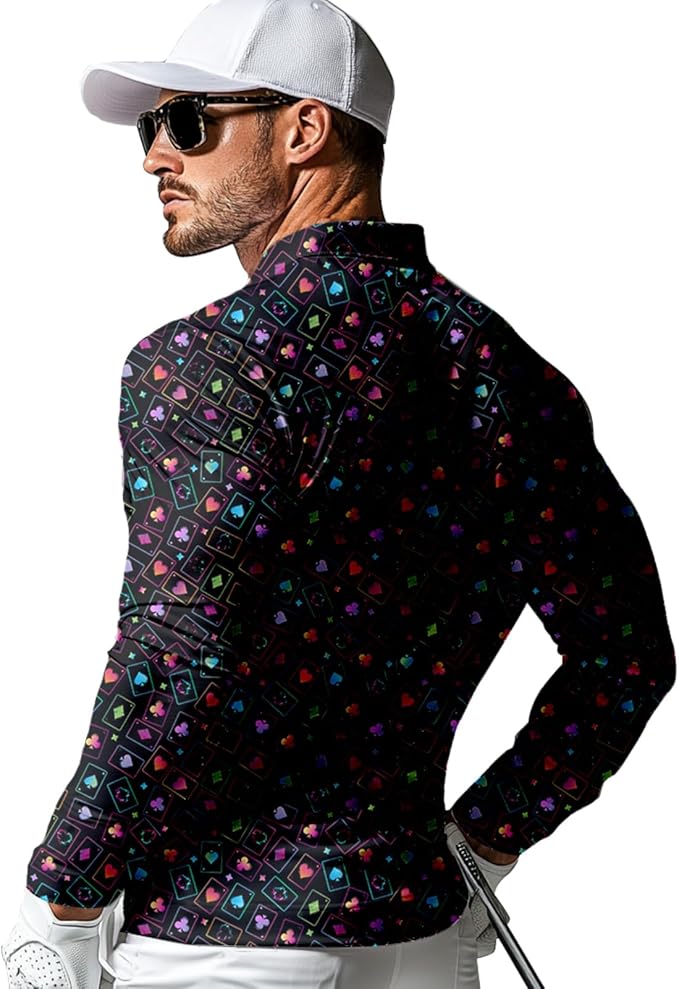 Men's Long Sleeve Golf Shirt Quick Dry 3 Button Work Fishing Outdoor Casual Collar Shirt