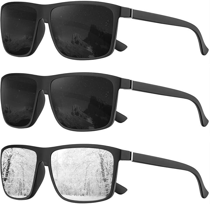 KALIYADI Polarized Sunglasses for Men and Women, Mens Sun Glasses with UV Protection for Driving Fishing Golf (3 Packs)
