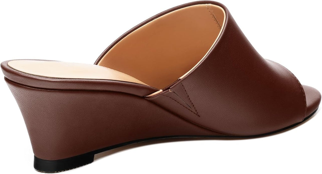 Wedge Sandals for Women Open Toe Wedge Heels Womens Matte High Heel Sandal Round Toe Heeled Wedge Sandals Slip on Casual shoes 2 inch