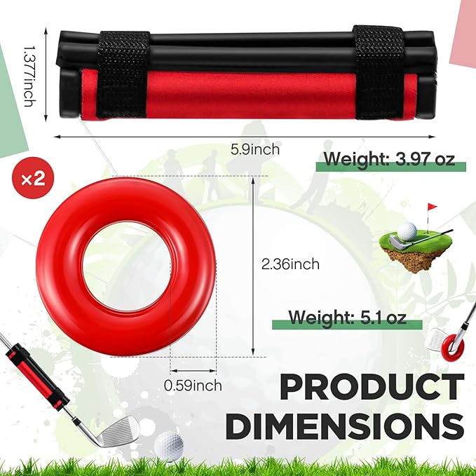 Golf Club Weights Golf Swing Weights for Practice and Warm Up Golf Swing Trainer Rings Golf Swing Weights Stripe with 2 Pcs Weighted Golf Donut Accessory Equipment Tool for Golf Clubs