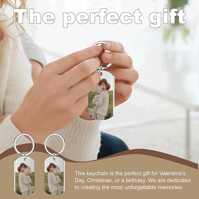 Custom Keychains with Picture Personalized Photo Logo Text Customized Key Chain for Boyfriend Dad Men Women Gifts
