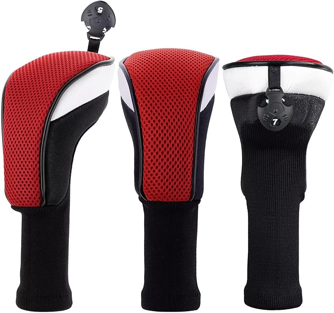 Golf Club Head Cover for Driver Fairway Hybrid 3 Pcs Woods Headcovers, Golf Accessories Head Covers Set with Interchangeable No. Tags 3 4 5 7 X Golf Accessories for Men Women