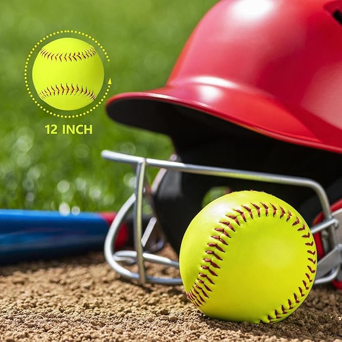 Official Size 12" Softballs - Fastpitch Practice & Training Balls, Leather Covered