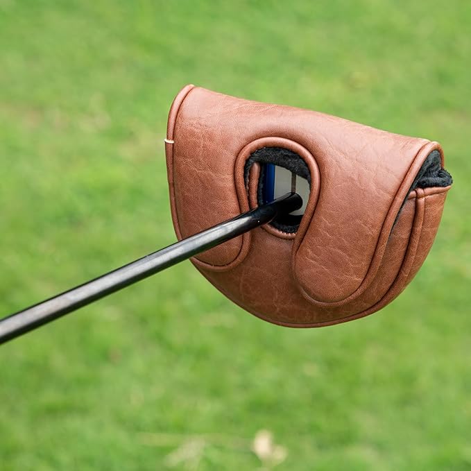 Golf Mallet Putter Covers, Magnetic Closure Brown Premium Leather Mallet Putter Headcovers Fits for Golf OZ1 MEZZ 1 MEZZ1 MAX Putter