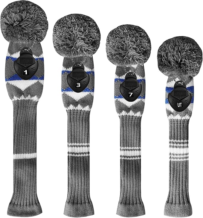 Scott Edward Knit Wood Golf Club Head Covers 4 Pieces Knitted Item Fit Over Well Driver Wood(460cc) Fairway Wood and Hybrid(UT)
