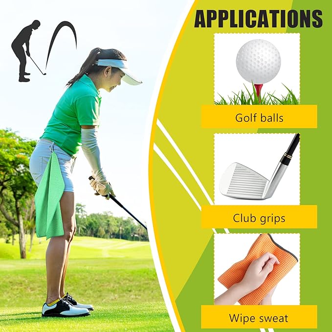 Cindeer 6 Pack Large Golf Towels, 16" x 24" Tri-fold Golf Towels, Microfiber Fabric Waffle Pattern Golfing Towel Portable with Heavy Duty Clip for Golfing Bag Remove Sand Dirt Mud Sweat(Vibrant Color)