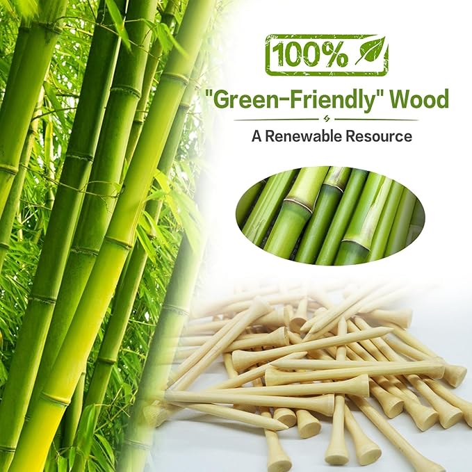 FINGER TEN Bamboo Golf Tees Wood 1 1/2 2 3/4 3 1/4 Inch Wooden Short Long Tee Color Bulk 250/500/1000/2000 Count for Men Women Kids in Red Pink USA Flag
