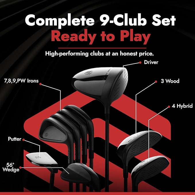 Stix Golf Club Set - Unisex - Black - 9 Set Clubs - Graphite Shafts - Premium Materials, Modern Design, Quality